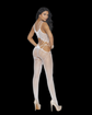 Crochet suspender bodystocking with open crotch