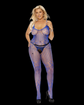 Floral crochet bodystocking with vertical stripes