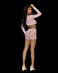 Heart net long sleeve cami top with matching booty shorts