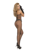 Seamless fishnet halter bodystocking with open bust