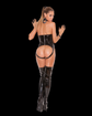 Vinyl cupless teddy with lace up front, zipper back closure and open back