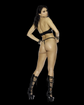 Vinyl and chain cupless bra with underwire cups